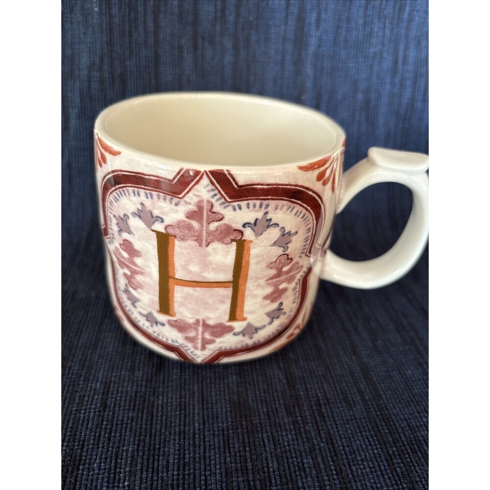 Anthropologie Alphabet H Ceramic Coffee Tea Mug Cup Designer Retro Cottagecore